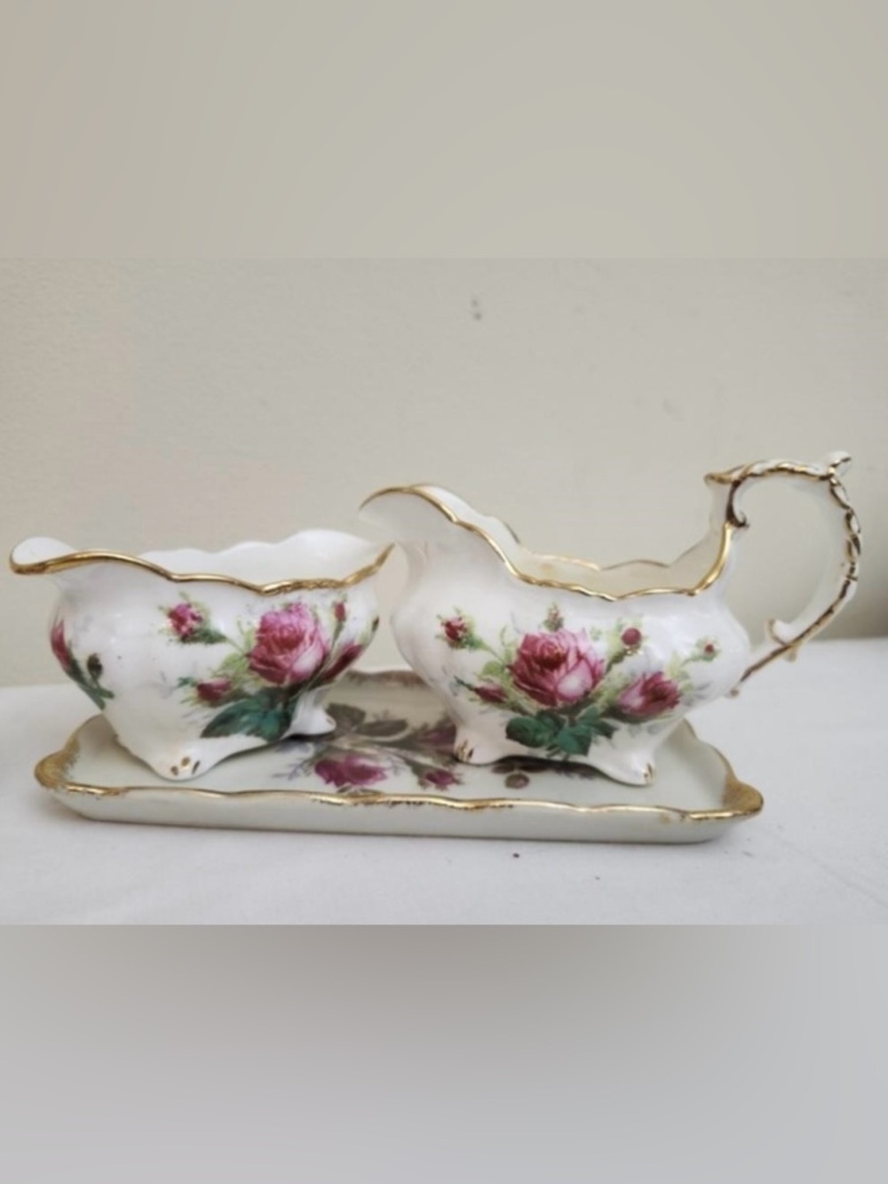 Hammersley Grandmother’s Rose Bone China Creamer & Sugar Set England- England